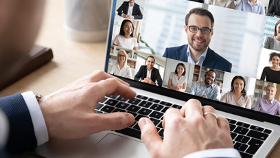 Virtual interview on a laptop