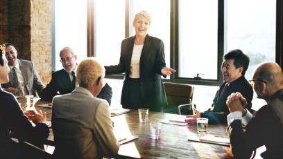 A woman leading a meeting