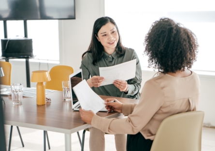 A woman interviewing for a job