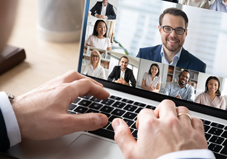 Virtual interview on a laptop