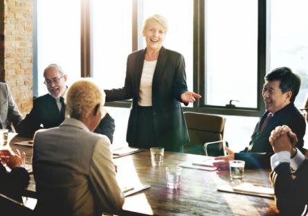 A woman leading a meeting