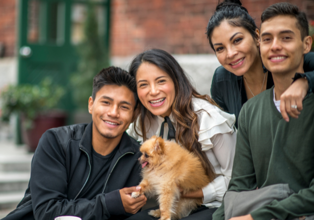 Family with dog